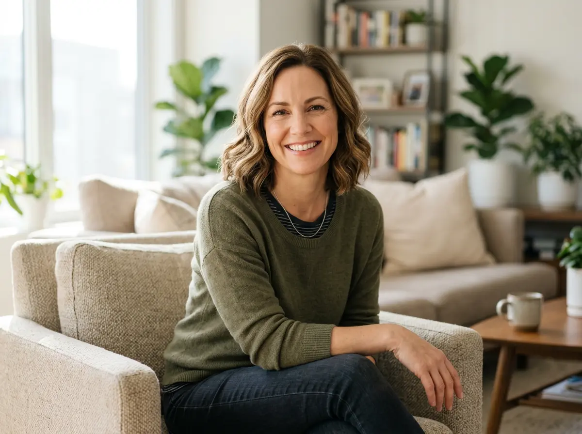 Confident woman over 40 smiling